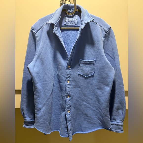 Frank & Eileen - Eileen Sweatshirt Button Up Light Blue Shirt Jacket - Picture 4 of 7